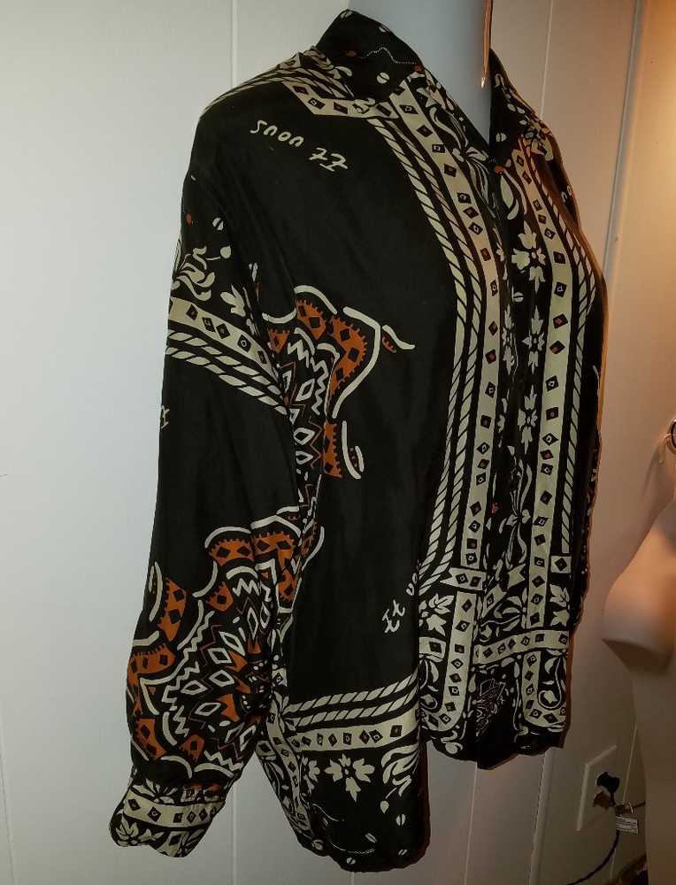 SOLD - Beautiful silk blouse in earth tones - Picture 4 of 6